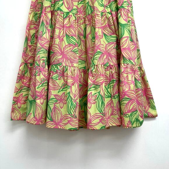 Lilly Pulitzer White Label Tiered Cotton Tropical Floral Pull-On Midi Skirt XS - Picture 8 of 11